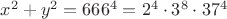 $x^2+y^2=666^4=2^4\cdot3^8\cdot37^4$