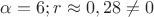 $\alpha=6;r\approx 0,28 \ne 0$