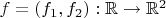$f=(f_1,f_2): \mathbb{R}\to\mathbb{R}^2$