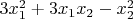 $3{x_1^2} +3x_1x_2 - {x_2^2}$