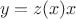 $\ y=z(x)x$ $\ y=z(x)x$