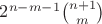 $2^{n-m-1}\binom{n+1}{m}$