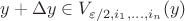 $y+\Delta y \in V_{\varepsilon/2, i_1,\dots, i_n}(y)$