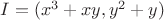 $I=(x^3+xy, y^2+y)$