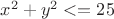 $\[{x^2} + {y^2} <  = 25\]$
