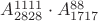 $A_{2828}^{1111}\cdot A_{1717}^{88}$ $A_{2828}^{1111}\cdot A_{1717}^{88}$