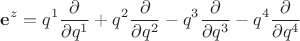 $$
{\bf e}^{z} = q^1 \frac{\partial}{\partial q^1}
+q^2 \frac{\partial}{\partial q^2}
-q^3 \frac{\partial}{\partial q^3}
-q^4 \frac{\partial}{\partial q^4}
$$