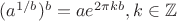 $(a^{1/b})^b = ae^{2\pi k b}, k\in\mathbb{Z}$