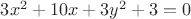 $3x^2+10x+3y^2+3=0$