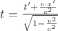 $t=\frac{t'+\frac{v\cdot x'}{c^2}}{\sqrt{1-\frac{v^2}{c^2}}}$