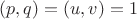$(p,q)=(u,v)=1$