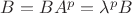 $B=BA^p=\lambda ^pB$