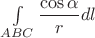 $\int \limits_{ABC}\dfrac {\cos \alpha }rdl$