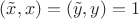 $(\tilde x, x)=(\tilde y, y)=1$