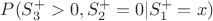 $P(S_3^+>0,S_2^+=0|S_1^+=x)$