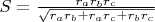 $S=\frac{r_ar_br_c}{\sqrt{r_ar_b+r_ar_c+r_br_c}}$