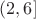 $ (2, 6] $