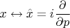 $$x\leftrightarrow \hat x=i\frac{\partial}{\partial p}$$