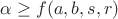 $\alpha\ge f(a,b,s,r)$
