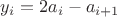 $y_{i}=2a_{i}-a_{i+1}$