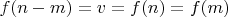 $f(n-m)=v=f(n)=f(m)$
