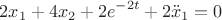 $$
2x_1+4x_2+2e^{-2t}+2 \ddot x_1=0
$$