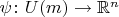 $\psi \colon U(m) \to  \mathbb{R}^n $