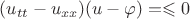 $(u_{tt} - u_{xx})(u- \varphi) = \leqslant 0$