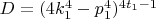 $ D=(4k_1^4-p_1^4)^{{4t_1-1}$