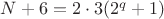 $N+6=2\cdot 3(2^q+1)$