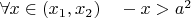 $\forall x \in (x_1,x_2) \quad -x > a^2$