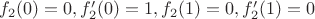 $f_2(0)=0, f'_2(0)=1, f_2(1)=0, f'_2(1)=0