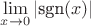 $\lim \limits_{x\to 0}{\left|\text{sgn}(x)\right|}$