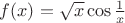 $f(x)=\sqrt x\cos \frac1x$ $f(x)=\sqrt x\cos \frac1x$