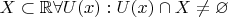 $X \subset \mathbb{R}  \forall U(x): U(x) \cap X \ne \varnothing  $