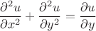 $$ \dfrac {\partial^2 u}{\partial x^2} + \dfrac {\partial^2 u} {\partial y^2} = \dfrac {\partial u}{\partial y}$$