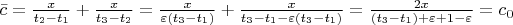 $\bar{c} = \frac{x}{t_2 - t_1} + \frac{x}{t_3 - t_2} = \frac{x}{\varepsilon(t_3 - t_1)} + \frac{x}{t_3 - t_1 - \varepsilon(t_3 - t_1)} = \frac{2x}{(t_3 - t_1) + \varepsilon+1-\varepsilon}} =  c_0$