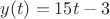$y(t)=15t-3$