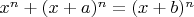 $x^n + (x + a)^n = (x + b)^n$