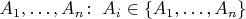 $A_1, \ldots, A_n\colon \;A_i\in \{A_1, \ldots, A_n\}$