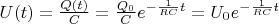 $U(t)=\frac{Q(t)}{C}=\frac{Q_0}{C}e^{-\frac{1}{RC} t}=U_{0}e^{-\frac{1}{RC} t}$