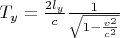 $T_y=\frac{2 l_y}{c} \frac{1}{\sqrt{1-\frac{v^2}{c^2}}}$