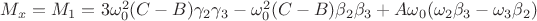 $M_x=M_1=3\omega_0^2(C-B)\gamma_2\gamma_3-\omega_0^2(C-B)\beta_2\beta_3+A\omega_0(\omega_2\beta_3-\omega_3\beta_2)$