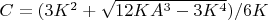 $C=(3K^{2}+\sqrt{12KA^{3}-3K^{4}})/6K$