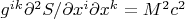 $g^{ik}\partial^2 S/\partial x^i\partial x^k=M^2c^2$