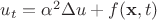 $u_t=\alpha^2 \Delta u+f(\mathbf{x},t)$