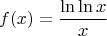$$f(x)=\frac{\ln\ln x}{x} $$