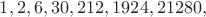 $1,2,6,30,212,1924,21280,$