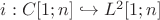 $i : C[1;n] \hookrightarrow L^2[1;n]$