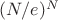 $(N/e)^N$
